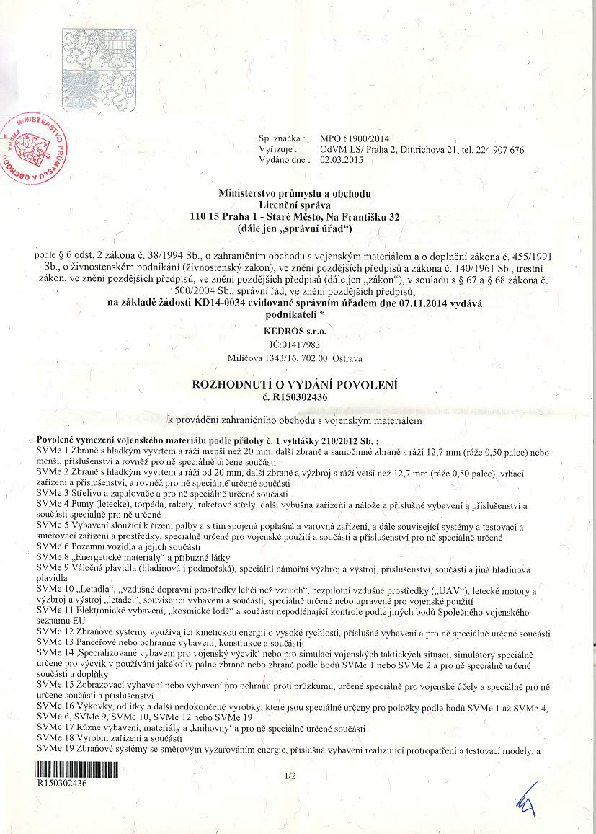 Licence č. R150302436