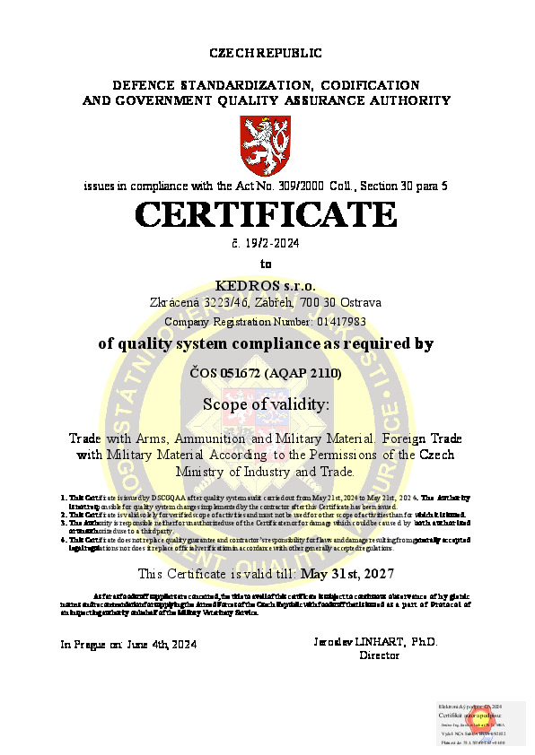 Certificate AQAP no. 19/2-2024